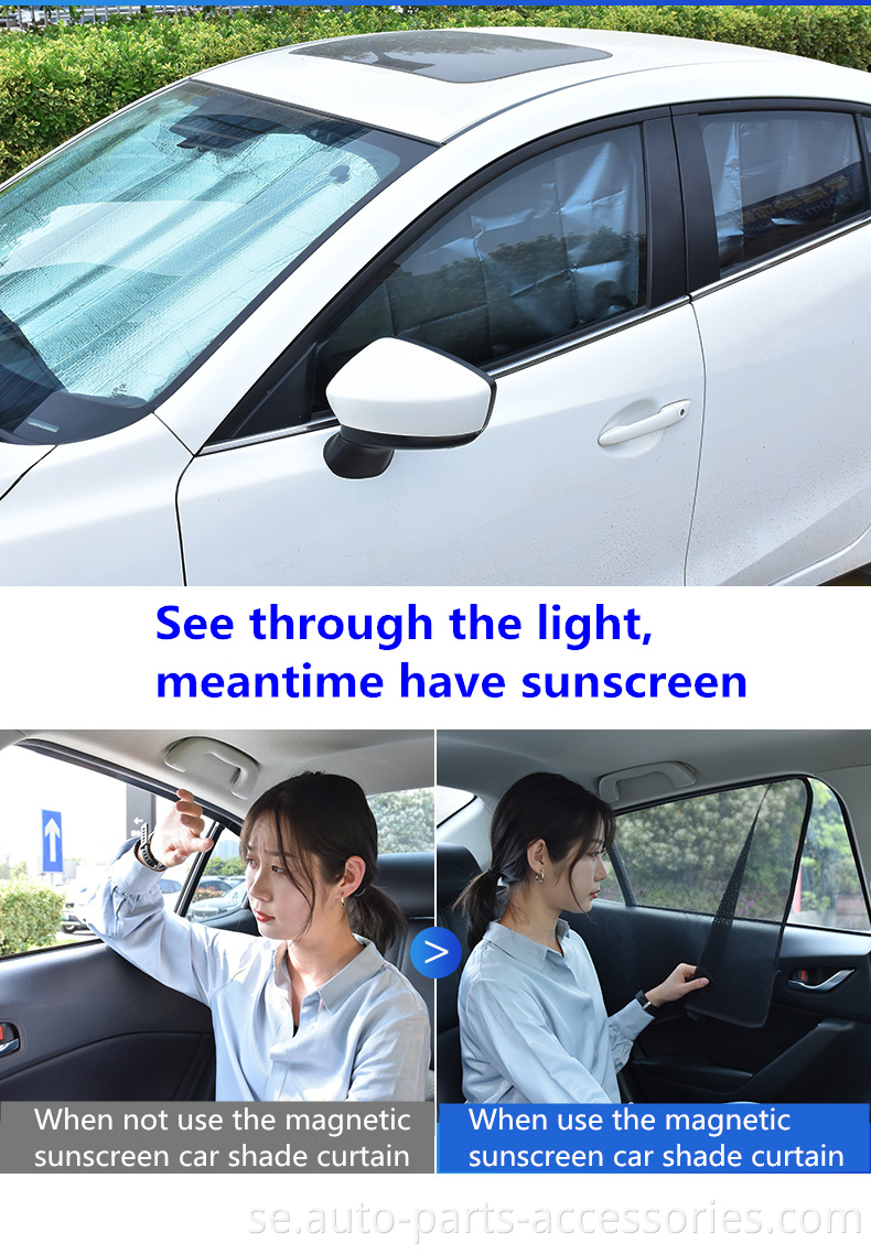 Summer UV Laserskydd Sidofönster Anti-Mygg 5D Mesh Magnetic Foldble Car Sunshade Car Curtain